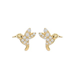 Moon & Meadow 14K Yellow Gold Diamond Hummingbird Stud Earrings- 4874597
