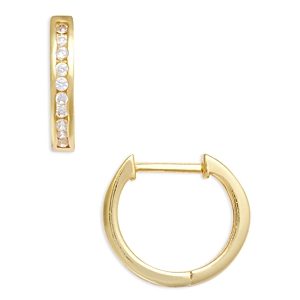 Aqua Cubic Zirconia Channel Set Small Hoop Earrings- 4791764