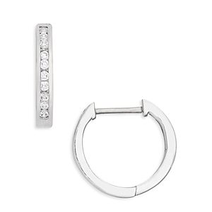 Aqua Cubic Zirconia Channel Set Small Hoop Earrings- 4791764