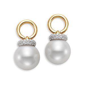 Bloomingdale's Cultured Freshwater Pearl & Diamond Circle Drop Earrings in 14K Yellow Gold- 4859599