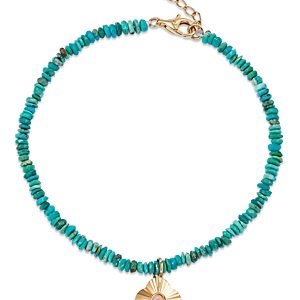 Bloomingdale's Opal & Turquoise Bead Clover Charm Bracelet in 14K Yellow Gold- 4879467