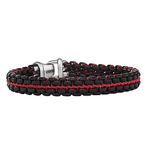 David Yurman Men's Woven Box Chain Bracelet in Sterling Silver with Stainless Steel and Black Nylon- 4726378
