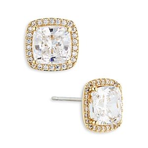 Nadri Halo Square Stud Earrings- 4768786