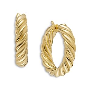David Yurman 18K Yellow Gold Sculpted Cable Hoop Earrings- 4726295
