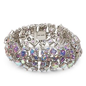 kate spade new york Beaming Bright Cubic Zirconia Cluster Statement Flex Bracelet in Silver Tone- 4768378
