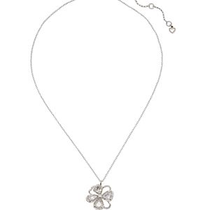 kate spade new york Precious Bloom Crystal & imitation Pearl Flower Mini Pendant Necklace in Silver Tone, 16-19- 4768379