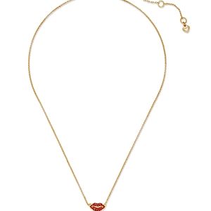 kate spade new york Hit The Town Pave Lips Mini Pendant Necklace in Gold Tone, 16-19- 4871623