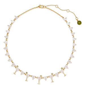kate spade new york Shaken Or Stirred Cubic Zirconia Martini Tennis Necklace in Gold Tone, 17-20- 4871625