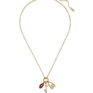 kate spade new york Hit The Town Pave & Imitation Pearl Multi Charm Pendant Necklace in Gold Tone, 18-21- 4768389