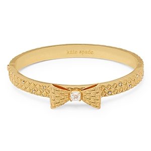 kate spade new york Wrapped In A Bow Cubic Zirconia Bow Bangle Bracelet in Gold Tone- 4768387
