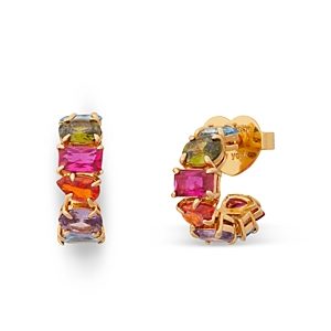 kate spade new york Beaming Bright Multicolor Cubic Zirconia Huggie Hoop Earrings in Gold Tone- 4768398