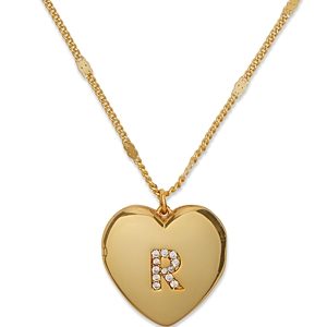 kate spade new york Letter Lockets Pave Initial Heart Pendant Necklace in Gold Tone, 16-19- 4871615