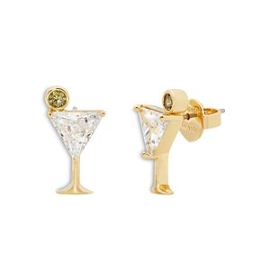 kate spade new york Shaken Or Stirred Cubic Zirconia Martini Stud Earrings in Gold Tone- 4768393