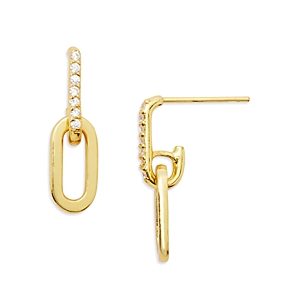 Aqua Pave Link Doorknocker Drop Earrings - 100% Exclusive- 4791763