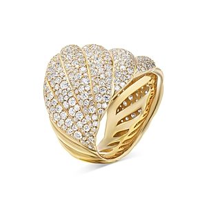 David Yurman Sculpted Cable Ring in 18K Yellow Gold with Pave Diamonds- 4726303