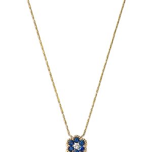Bloomingdale's Blue Sapphire & Diamond Flower Pendant Necklace in 14K Yellow Gold, 18- 4869183