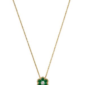 Bloomingdale's Emerald & Diamond Flower Pendant Necklace in 14K Yellow Gold, 18- 4869182