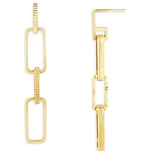 Argento Vivo Diamond Cut Link Drop Earrings in 18K Gold Plated Sterling Silver- 4758847