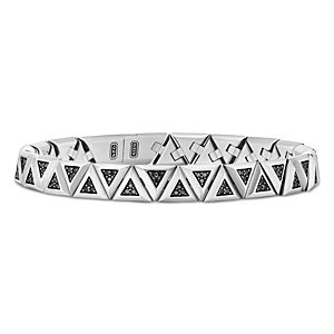 David Yurman Men's Faceted Link Triangle Bracelet in Sterling Silver with Black Diamonds- 4726405