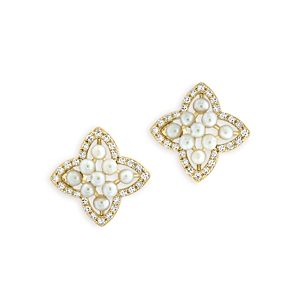 Bloomingdale's Cultured Freshwater Pearl & Diamond Star Stud Earrings in 14K Yellow Gold- 4876859