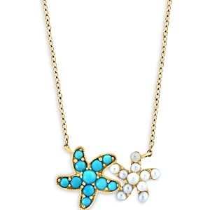 Bloomingdale's Turquoise & Cultured Freshwater Pearl Starfish Pendant Necklace in 14K Yellow Gold, 18- 4876881