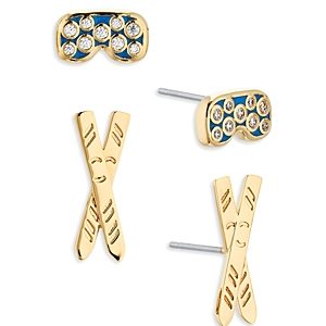 Ajoa by Nadri Chalet Chic Goggle & Ski Stud Earrings in 18K Gold Plated- 4772126