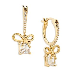 Nadri Chalet Chic Gift Charm Hoop Earrings in 18K Gold Plated- 4772129
