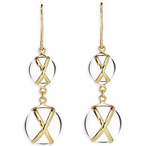 L. Klein 18K Yellow Gold Prisma Crystal Quartz Crossover Double Drop Earrings- 4899650