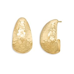 L. Klein 18K Yellow Gold Dome Hammered Hoop Earrings- 4899626