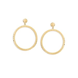 L. Klein 18K Yellow Gold Capri Hammered Circle Drop Earrings- 4899618