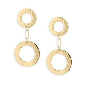 L. Klein 18K Yellow Gold Como Hammered Circle Double Drop Earrings- 4899619
