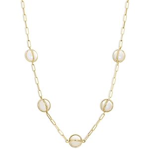L. Klein 18K Yellow Gold Celeste Cultured Freshwater Pearl Paperclip Link Chain Collar Necklace, 16-18- 4899623