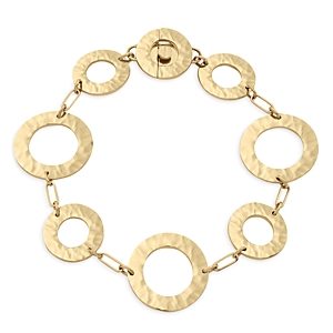 L. Klein 18K Yellow Gold Como Hammered Circle Link Bracelet- 4899621