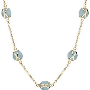L. Klein 18K Yellow Gold Prisma Aquamarine Crossover Collar Necklace, 16-18- 4899640