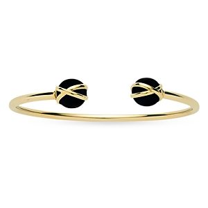 L. Klein 18K Yellow Gold Prisma Black Agate Cuff Bangle Bracelet- 4899641