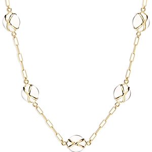 L. Klein 18K Yellow Gold Prisma Crystal Quartz Paperclip Link Collar Necklace, 16-18- 4899647