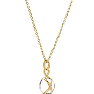 L. Klein 18K Yellow Gold Prisma Crystal Quartz 10mm Pendant Brilliant Chain Necklace, 16-18- 4899645