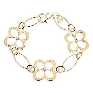 L. Klein 18K Yellow Gold Fiore Diamond Openwork Flower Link Bracelet- 4899633
