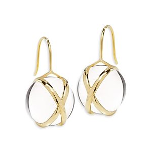 L. Klein 18K Yellow Gold Prisma Crystal Quartz 14mm Drop Earrings- 4899638