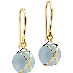 L. Klein 18K Yellow Gold Prisma Aquamarine Crossover Drop Earrings- 4899639