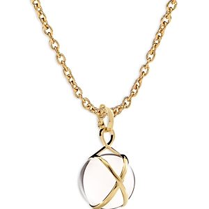 L. Klein 18K Yellow Gold Prisma Crystal Quartz 18mm Pendant Luxe Chain Necklace, 16-18- 4899636