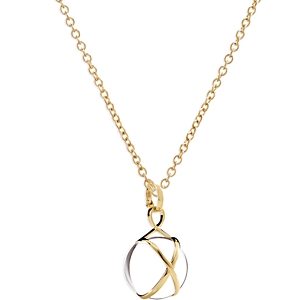 L. Klein 18K Yellow Gold Prisma Crystal Quartz 14mm Pendant Classic Chain Necklace, 16-18- 4899637