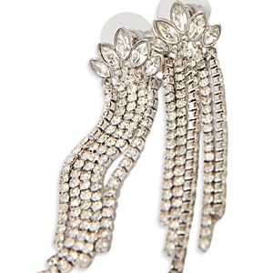Maje Rhinestone Waterfall Statement Earrings in Rhodium Plated- 4795159