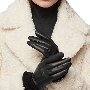 Soia & Kyo Carmel Leather & Ribbed Knit Tech Gloves- 4801703