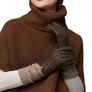 Soia & Kyo Carmel Leather & Ribbed Knit Tech Gloves- 4801703