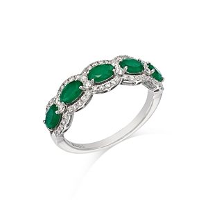 Bloomingdale's Emerald & Diamond Band in 14K White Gold - 100% Exclusive- 4911955