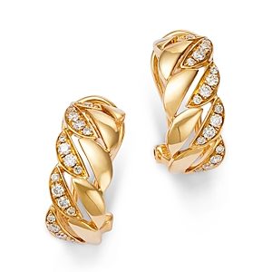Bloomingdale's Diamond Fancy Hoop Earrings in 14K Yellow Gold, 0.25 ct. t.w.- 4875362