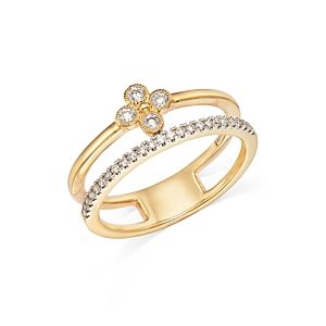 Bloomingdale's Diamond Double Row Flower Ring in 14K Yellow Gold, 0.20 ct. t.w.- 4875367