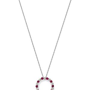 Bloomingdale's Ruby & Diamond Circle Pendant Necklace in 14K White Gold, 18- 4875374