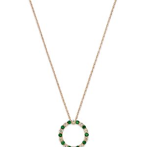 Bloomingdale's Emerald & Diamond Circle Pendant Necklace in 14K Yellow Gold, 18- 4875376